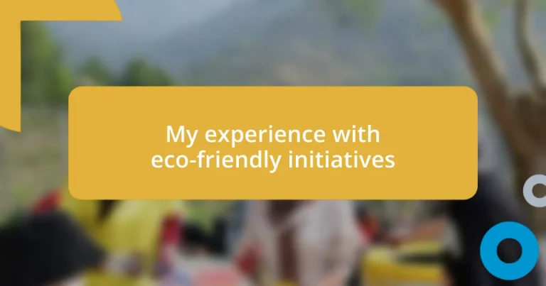 My experience with eco-friendly initiatives