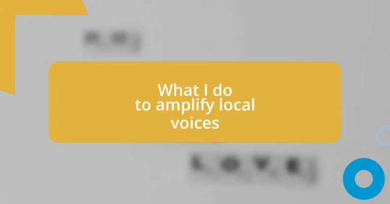 What I do to amplify local voices