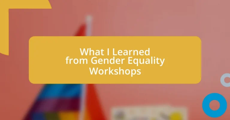 What I Learned from Gender Equality Workshops