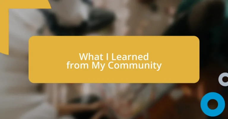 What I Learned from My Community