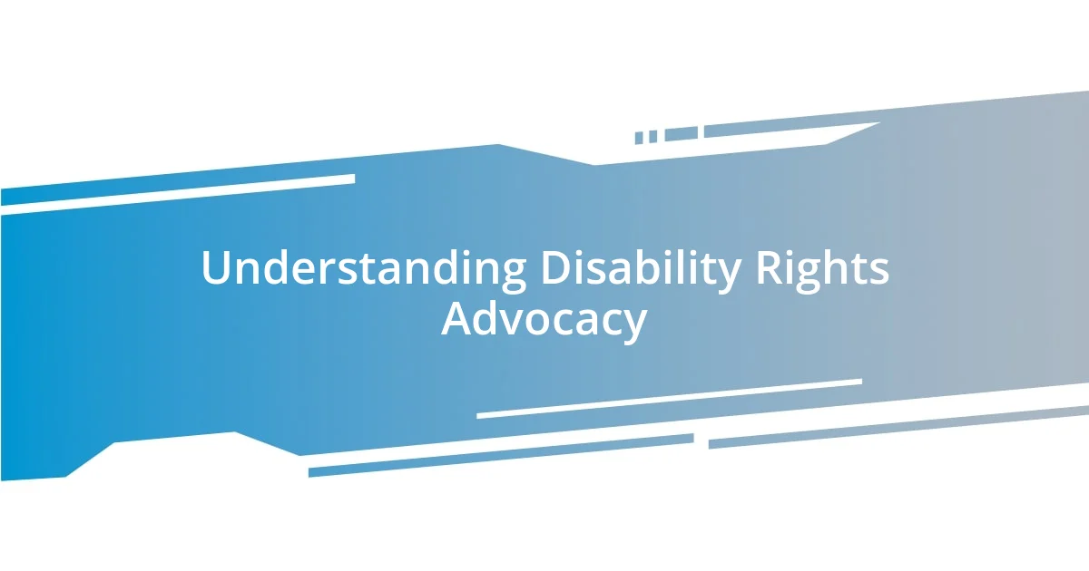 Understanding Disability Rights Advocacy